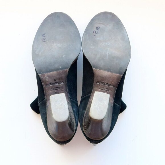 Aquatalia Black Suede Leather Block Heel Chelsea Ankle Boots / Booties Size 9.5 - Picture 7 of 16